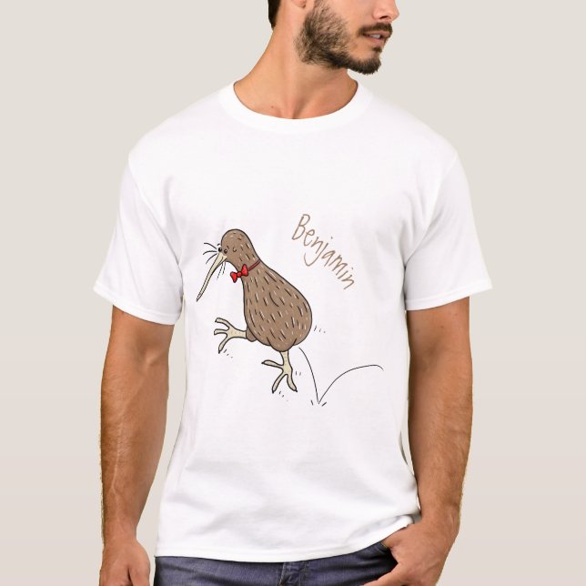 Lycklig-hoppande kiwi med tecknad för buggtid t shirt (Framsida)
