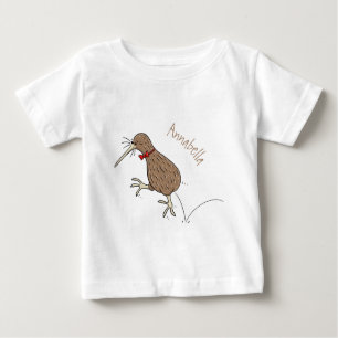 Lycklig-hoppande kiwi med tecknad för buggtid t shirt