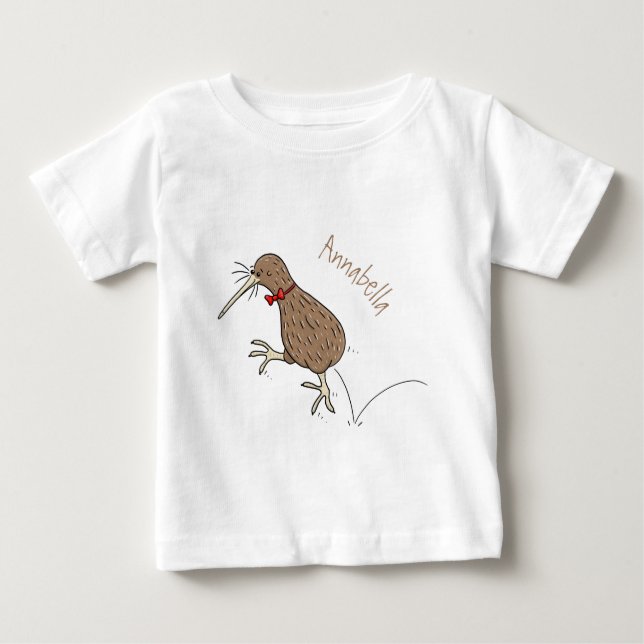 Lycklig-hoppande kiwi med tecknad för buggtid t shirt (Framsida)