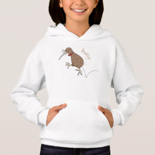 Lycklig-hoppande kiwi med tecknad för buggtid t shirt