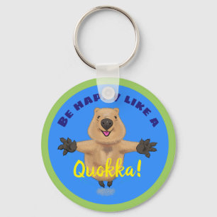 Lycklig-hoppande quokka-tecknadens blå nyckelkedja nyckelring