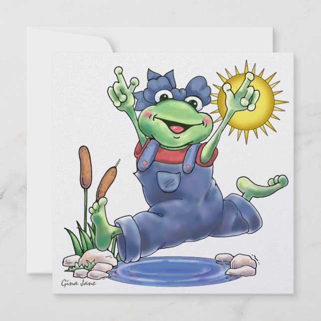 Lycklig Hoppin'Frog-inbjudan av SRF Inbjudningar (Framsida)