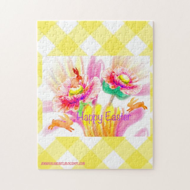 Lycklig Hopping Bunnies Puzzle Pussel (Vertikal)