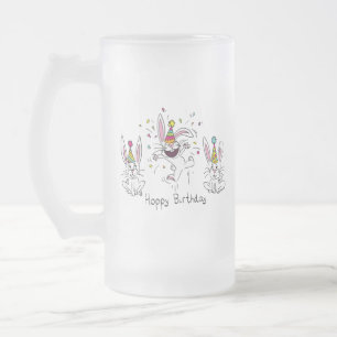 Lycklig Hoppy Birthday Bunny Rabbits Beer Mugg