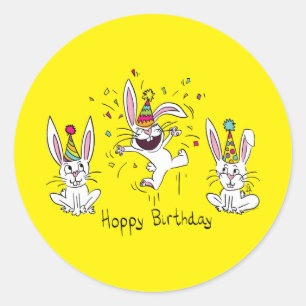 Lycklig Hoppy Birthday Bunny Rabbits Stickers Runt Klistermärke