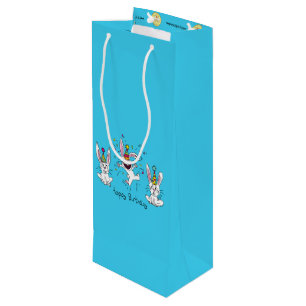 Lycklig Hoppy Birthday Bunny Rabbits Vin Gift Bag