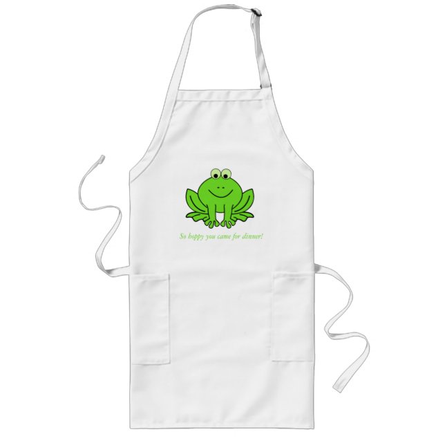 Lycklig Hoppy Frog Apron Långt Förkläde (Framsidan)