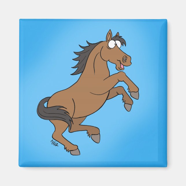Lycklig Horse Magnet - Blue (Framsidan)