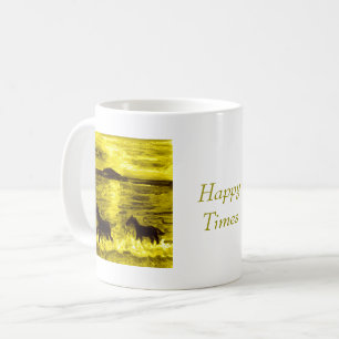 Lycklig Horses Golden Seaside Anpassningsbar Kaffemugg