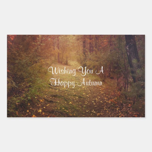 Lycklig Hösten Rektangulärt Klistermärke (Framsida)