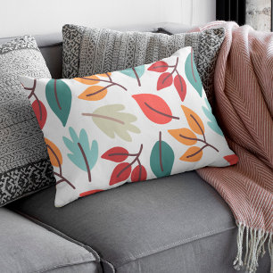 Lycklig - höstfärgad löv mönster lumbarkudde
