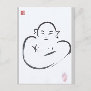Lycklig Hotei Buddha Vykort