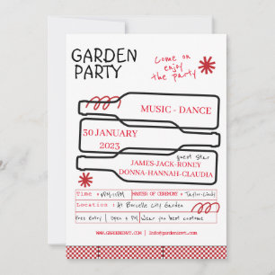 Lycklig Hour Flaska Garden Party Inbjudningar