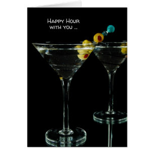 Lycklig Hour Martini Drink-årsdag Hälsningskort