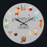 Lycklig Hour Nånstans Tropiskt Cocktail Beer Vin Stor Klocka<br><div class="desc">Den här designen har skapats genom digital grafik. Det kan vara personlig i området som tillhandahåller eller anpassar genom att klicka för att anpassa ytterligare alternativ och ändra namn, initialer eller ord. Du kan också ändra texten färg och stil eller ta bort texten för en bild som bara är en...</div>