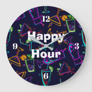 Lycklig Hour Neon Cocktails Stor Klocka