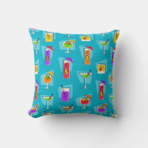 Lycklig Hour Retro Hawaiian Tropical Drinks Kudde