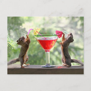 Lycklig Hour Squirrels Vykort