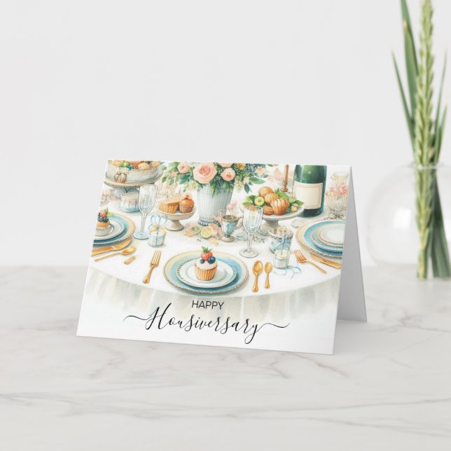 Lycklig Houseaversary Real Gods, dinningsrumskort Kort (Framsida)