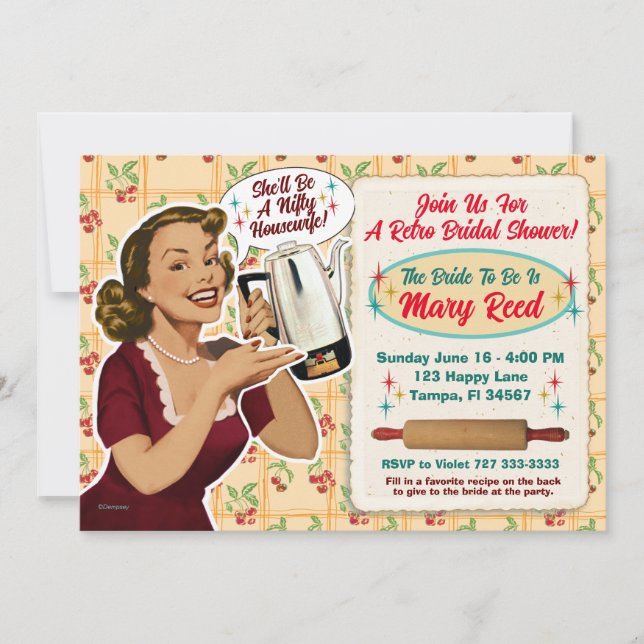 Lycklig Housefru Möhippa Inbjudan/Recept Card 3 Inbjudningar (Framsida)