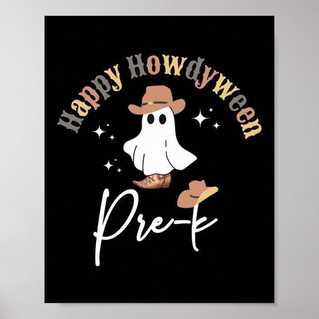Lycklig Howdyween Western Lärarpresch för före-k G Poster (Framsidan)