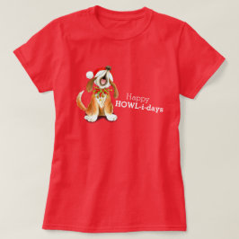 Lycklig Howl-i-day jul-hund-sångning T Shirt