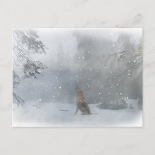 Lycklig "Howl"idays Varg i vykortet Snö Vykort