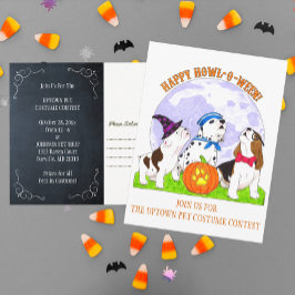 Lycklig Howl-o-Ween Hundar Halloween-inbjudan Vykort