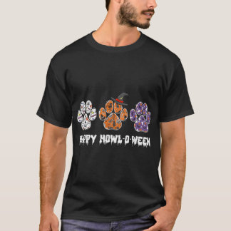 Lycklig Howl O Ween Paw Print Halloween T Shirt