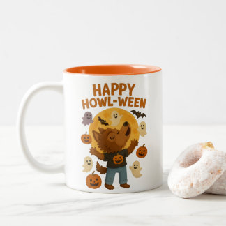 Lycklig Howl-ween Cute Werevaroween Två-Tonad Mugg