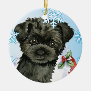 Lycklig Howliday Affenpinscher Julgransprydnad Keramik