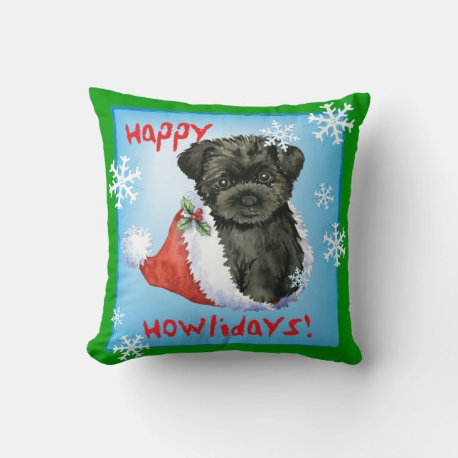 Lycklig Howliday Affenpinscher Kudde (Framsida)