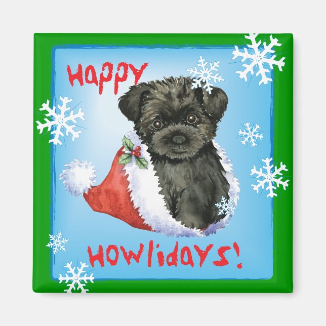 Lycklig Howliday Affenpinscher Magnet (Framsidan)