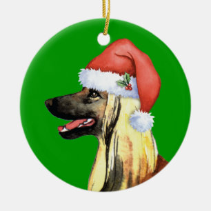 Lycklig Howliday afghansk hund Julgransprydnad Keramik