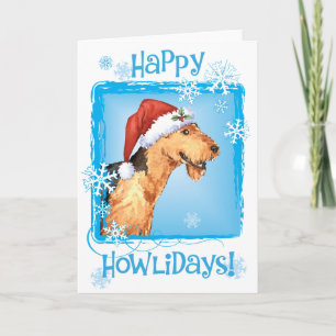 Lycklig Howliday Airedale Helgkort