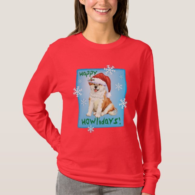 Lycklig Howliday Akita Tee Shirt (Framsida)