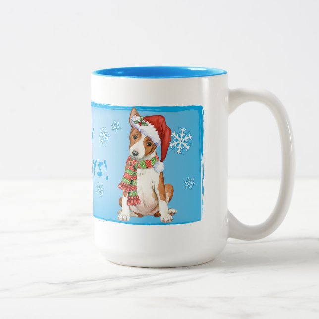 Lycklig Howliday Basenji Två-Tonad Mugg (Höger)