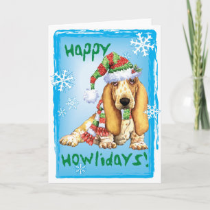 Lycklig Howliday Basset Helgkort