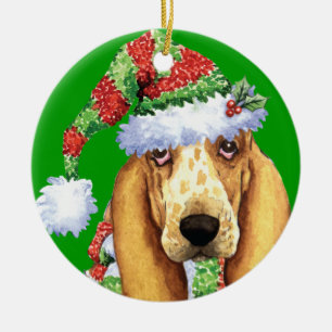 Lycklig Howliday Basset Julgransprydnad Keramik