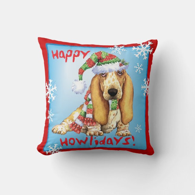 Lycklig Howliday Basset Kudde (Framsida)