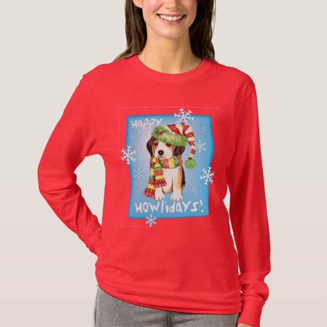 Lycklig Howliday Beagle T-shirt (Framsida)