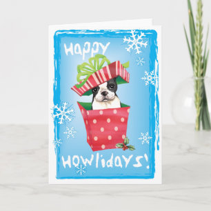 Lycklig Howliday Boston Terrier Helgkort