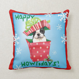 Lycklig Howliday Boston Terrier Kudde