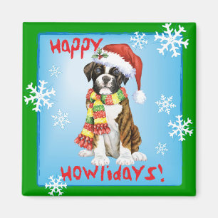Lycklig Howliday Boxer Magnet