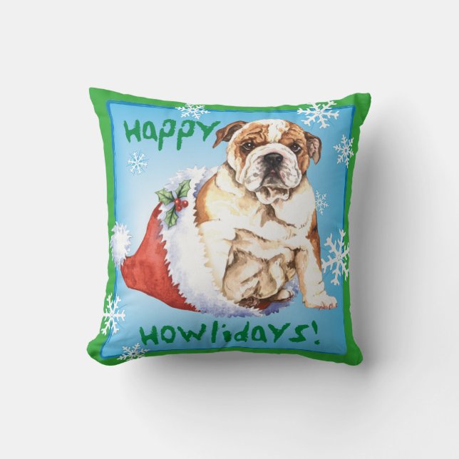 Lycklig Howliday Bulldog Kudde (Framsida)