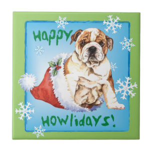 Lycklig Howliday bulldogg Kakelplatta