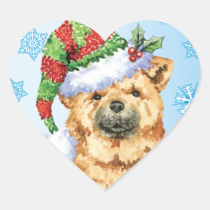 Lycklig Howliday ChowChow Hjärtformat Klistermärke