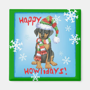 Lycklig Howliday Doberman Magnet