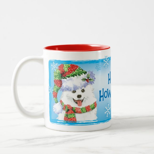 Lycklig Howliday Eskimo Hund Två-Tonad Mugg (Vänster)