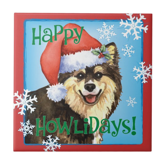 Lycklig Howliday finska Lapphund Kakelplatta (Framsidan)